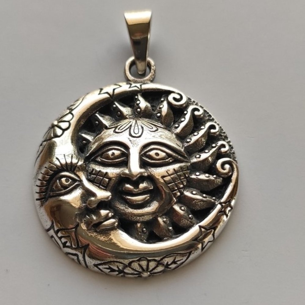 Sterling Silver Sun Moon Pendant - image 7